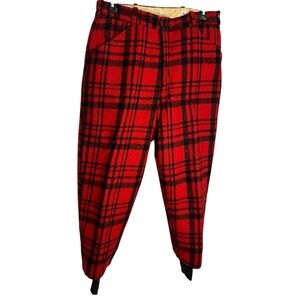 Vintage 1960s Red Plaid Hunting Pants by Midwest Outerwear